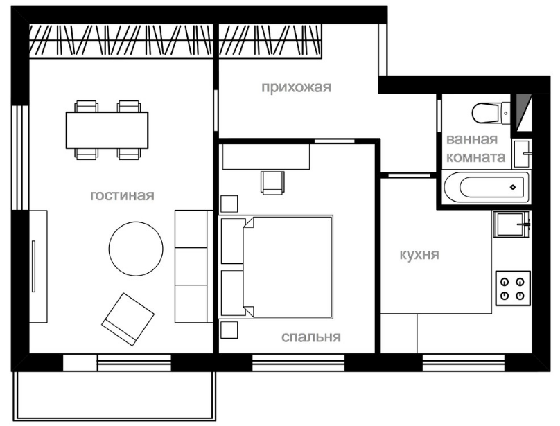 Схема 2 комнатной квартиры