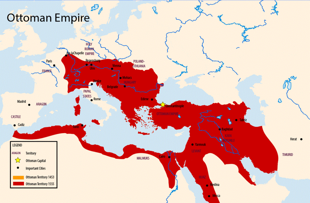 Оттоманская империя карта