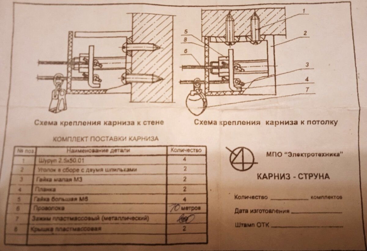 Инструкция к карнизу струнному