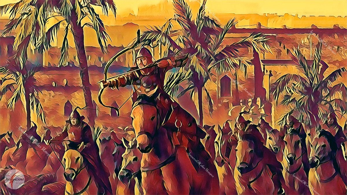 Битва за Багдад (1258). Монголы в Багдаде. Взятие Багдада Ханом Хулагу миниатюра.