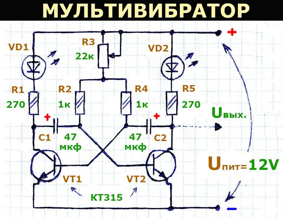 Схема симметричного мультивибратора