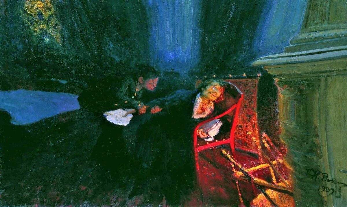 Гоголь сжег второй том мертвых. Самосожжение Гоголя. 1909 Репин. Репин самосожжение Гоголя картина.