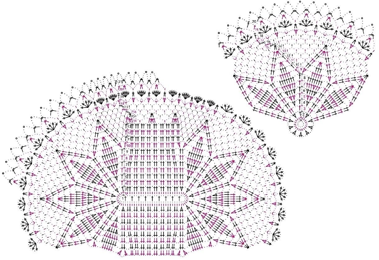 Схема овальной салфетки нежность крючком
