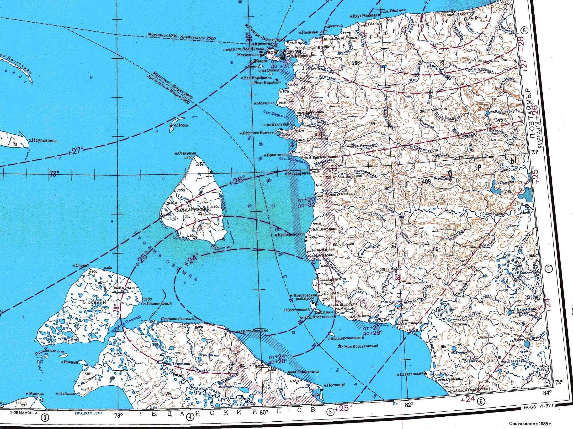 Енисейский залив карта