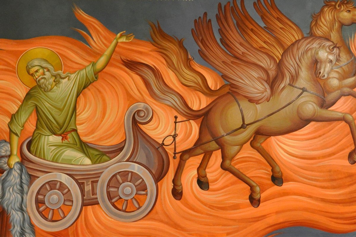 Пророк Илия на огненной колеснице икона