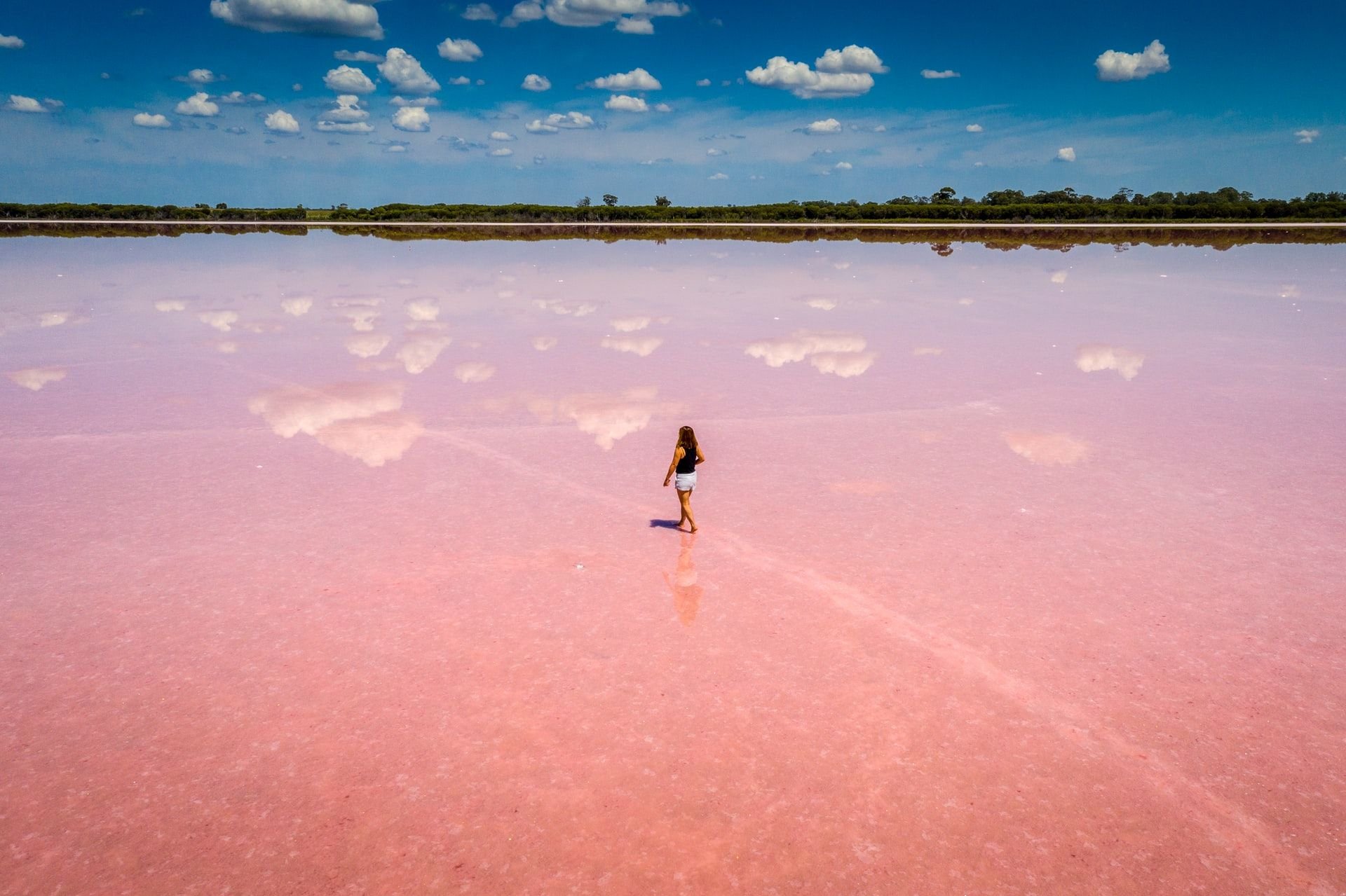 Розовое озеро в Канаде
