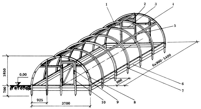 Схема сборки теплицы киновская