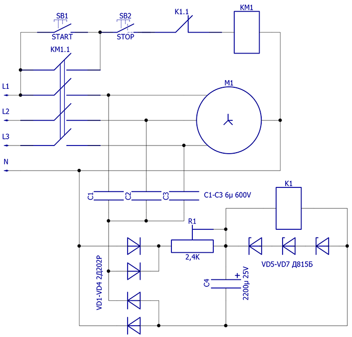 Схема реле защиты двигателя