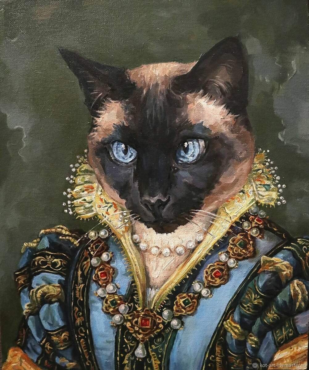 Портрет кошки в образе принцессы