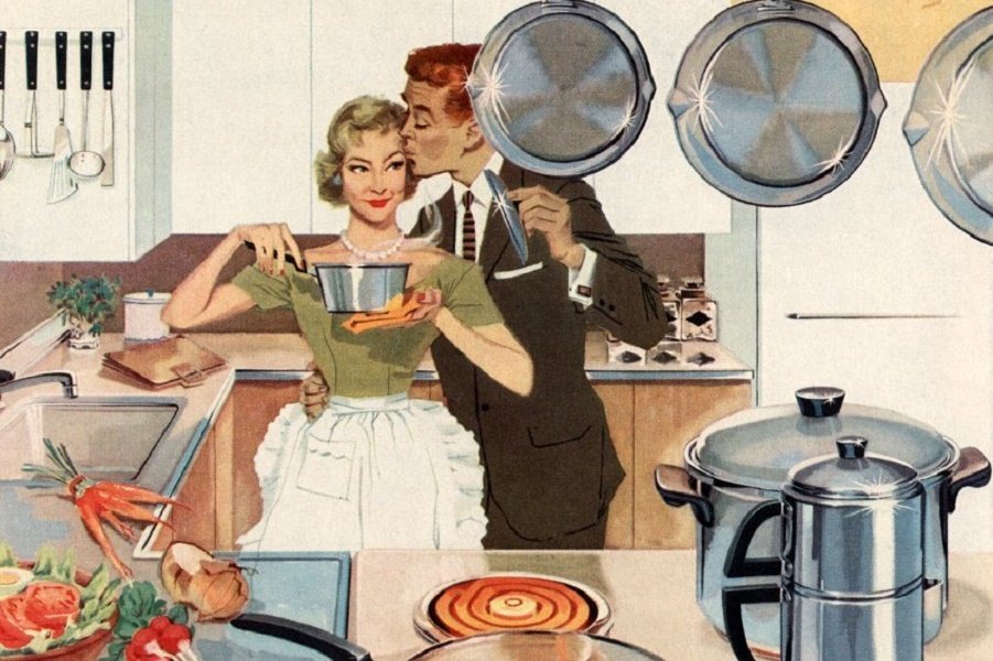 Что будем готовить мужу. Женщина на кухне. Кухня в стиле 50-х годов. Советская хозяйка на кухне. Кухня в стиле 60-х годов.