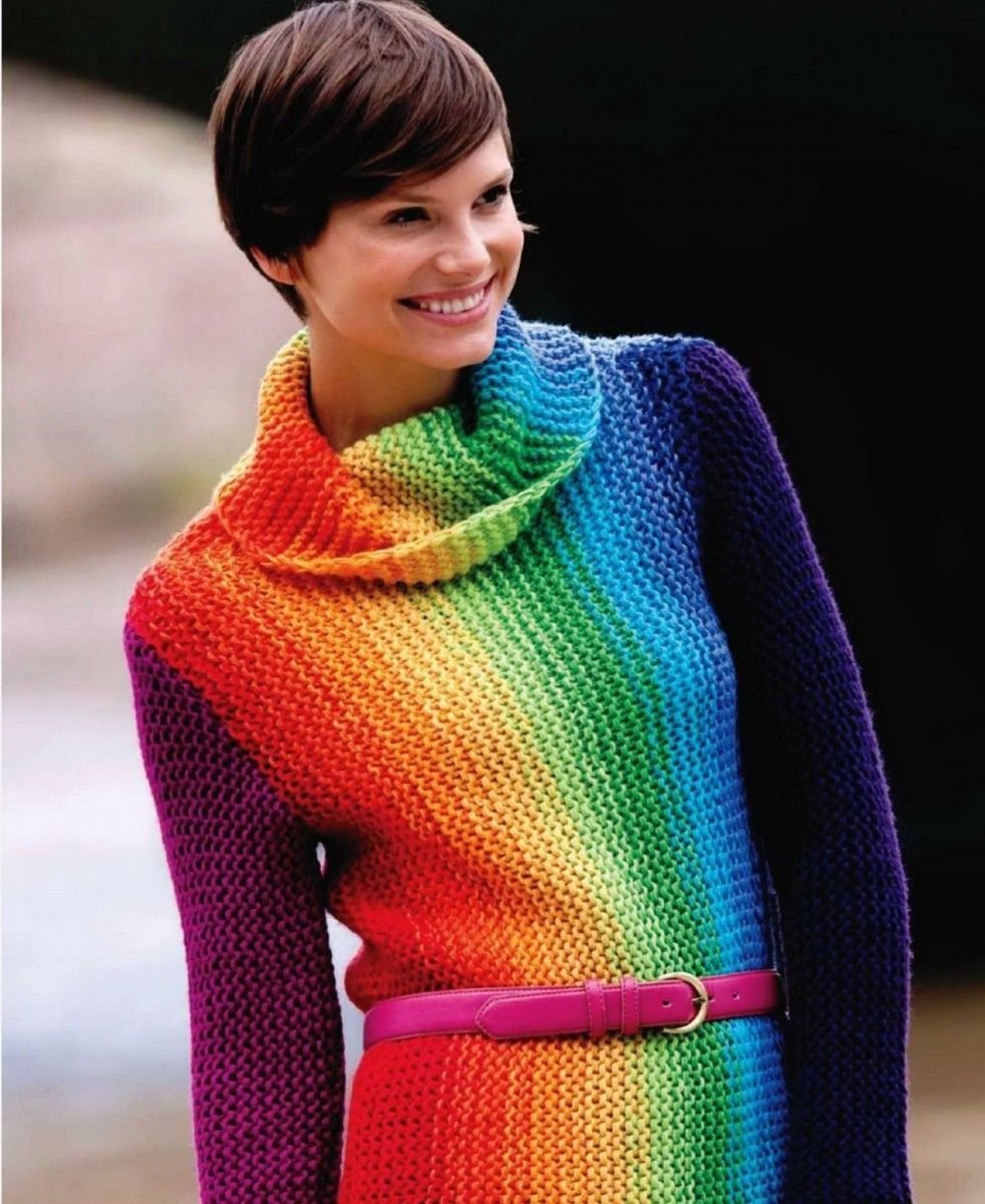 Вязание разными пряжами. Изделия из разноцветной пряжи. Яркий свитер. Свитер из разной пряжи. Разноцветные вязаные кофты.