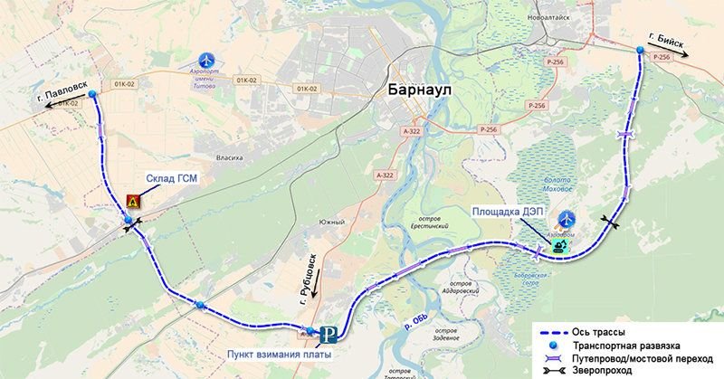 Объездная дорога бийск карта