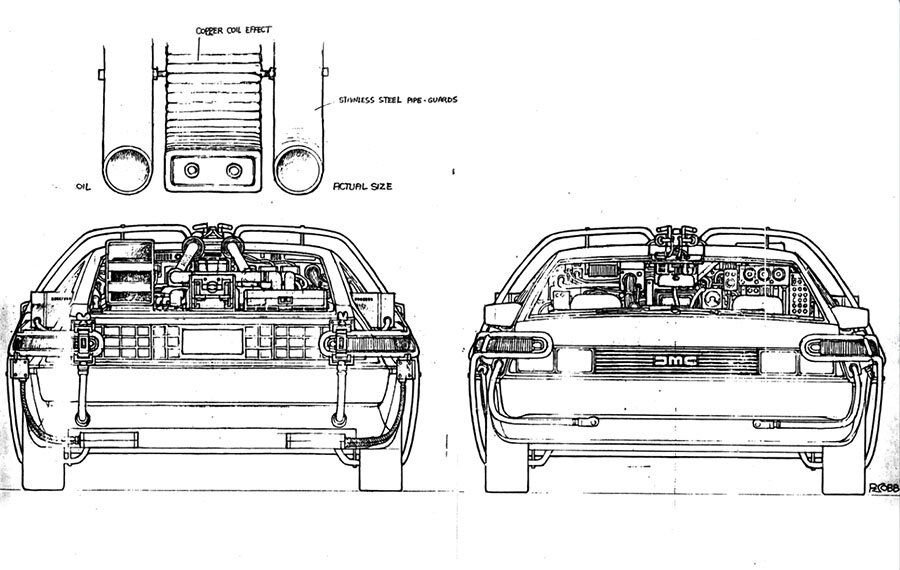 Чертеж делориан из назад в будущее