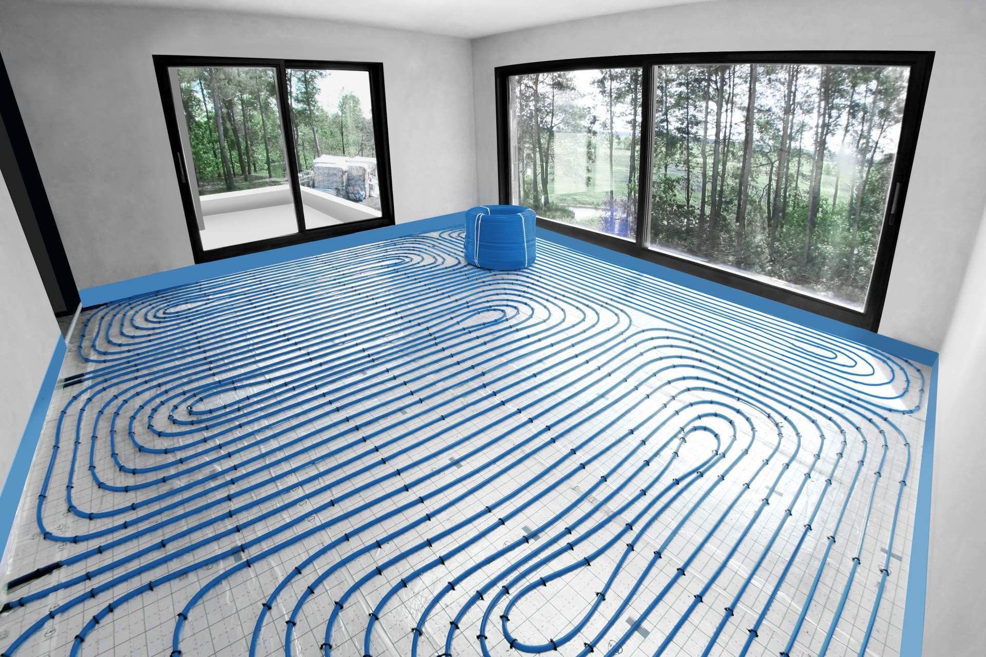 Водяной теплый пол в ангаре