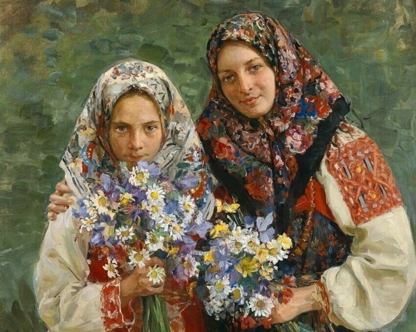 Женщина в платке картина