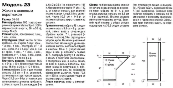 Кардиган спицами с воротником шалька схемы и описание