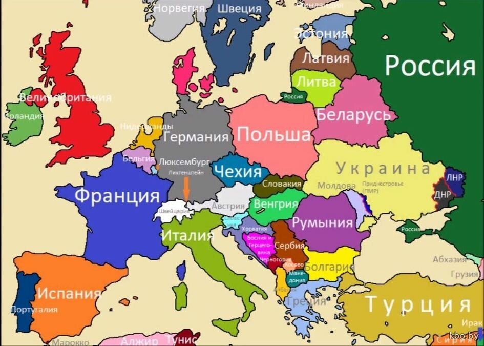 Карта европы с подписанными странами
