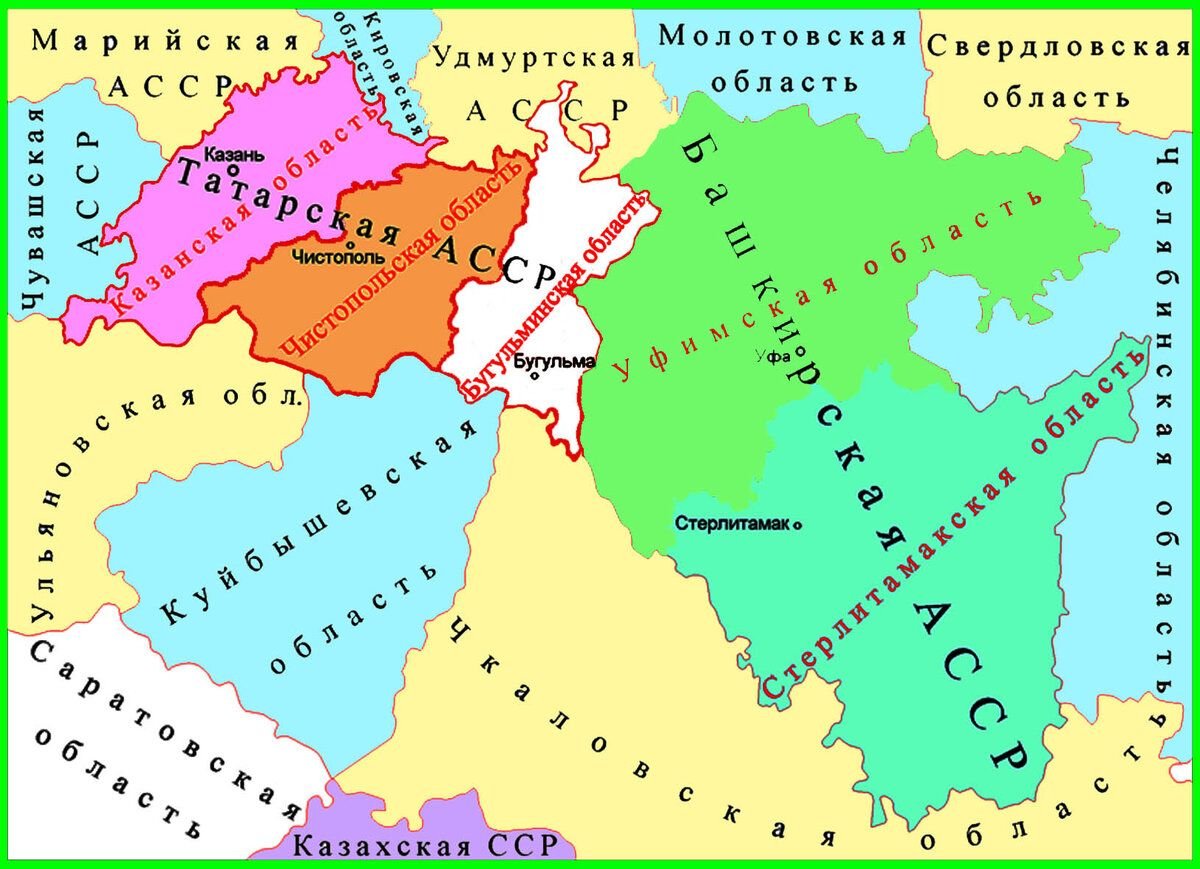 Карта башкирской асср 1953 года