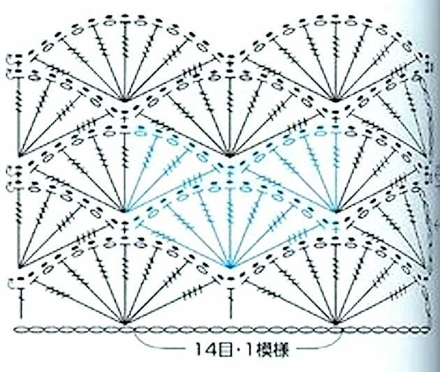 Узор крючком веерочки схема и описание