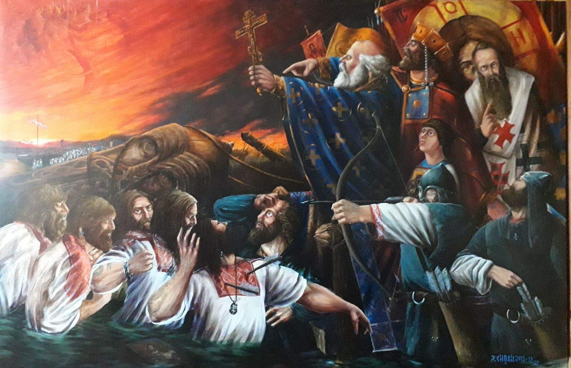 Крещение руси огнем и мечом. Крещение руси огнем и мечом добрыня в новгороде. Русь крещена огнем и мечом. Крещение руси огнем и мечом добрыня в новгороде. Крещение новгородцев добрыня и путята.