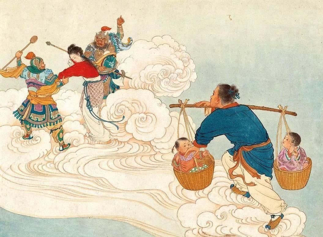 день встречи пастуха и ткачихи день циси. цисицзе живопись китайская. цисицзе в китае. праздник циси ткачиха и пастух. праздник циси в китае легенда.