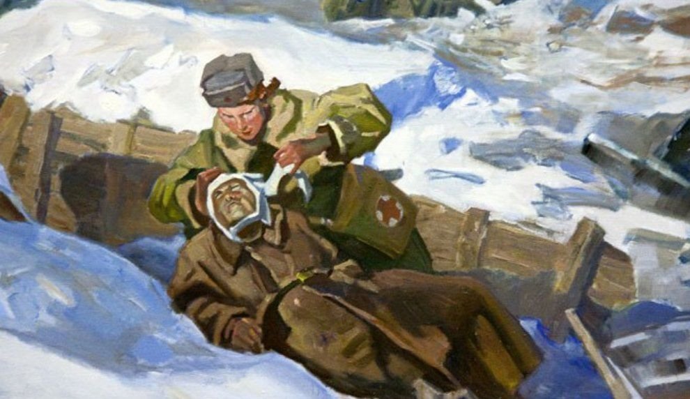 Несут раненого картина