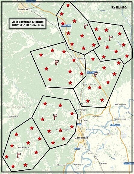 Карта ядерных шахт в россии