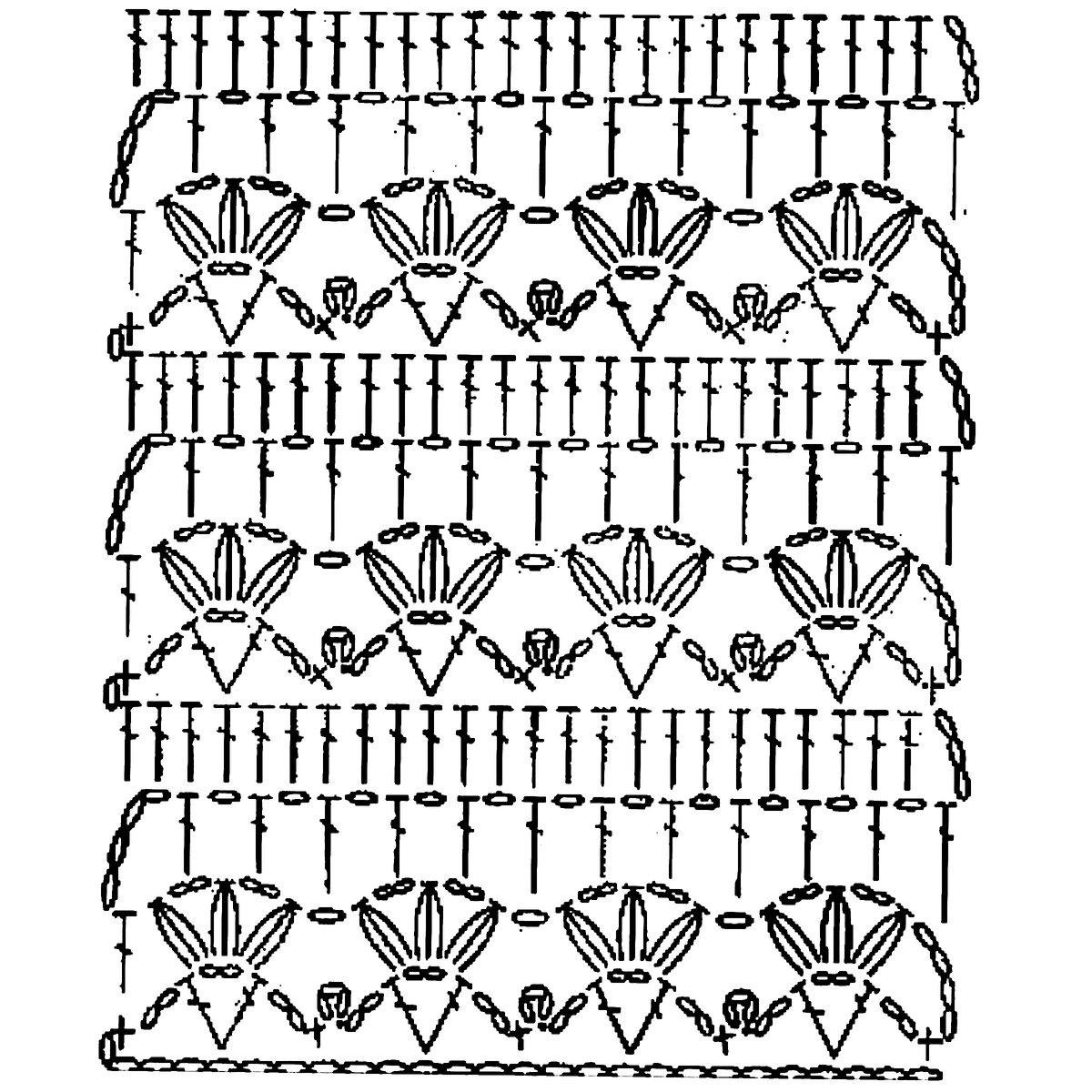 Ажурные полоски крючком со схемами