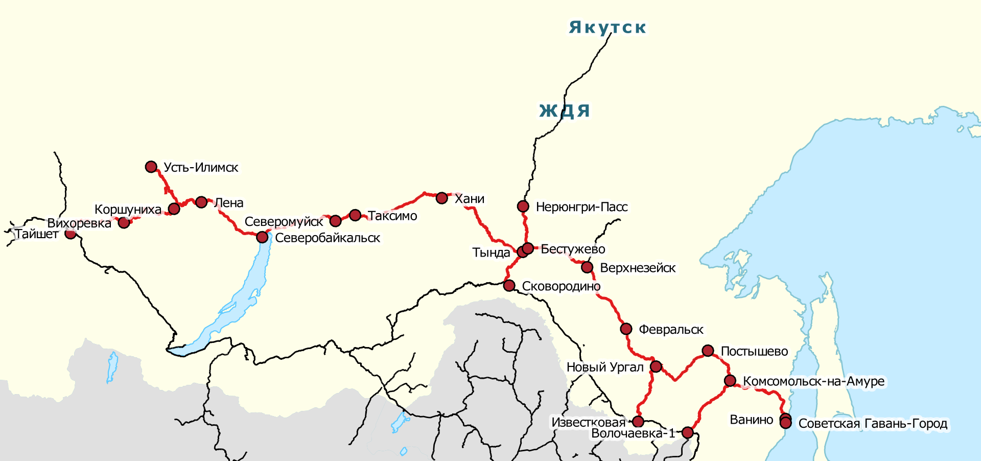 Байкало амурская магистраль подробная карта