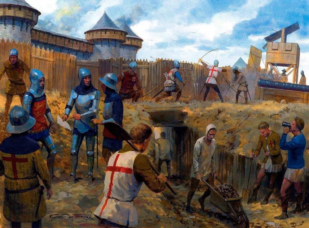 Нападение на замок. Осада Арфлёра. Средневековая армия Грэм Тернер. Осада Кале (1346).