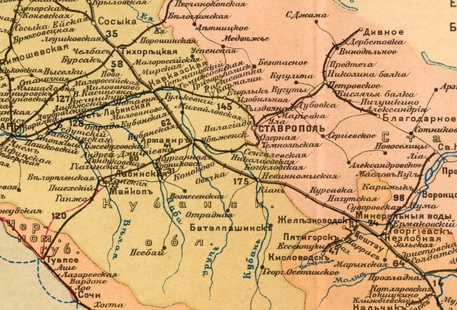 Карта ставропольского края железнодорожная