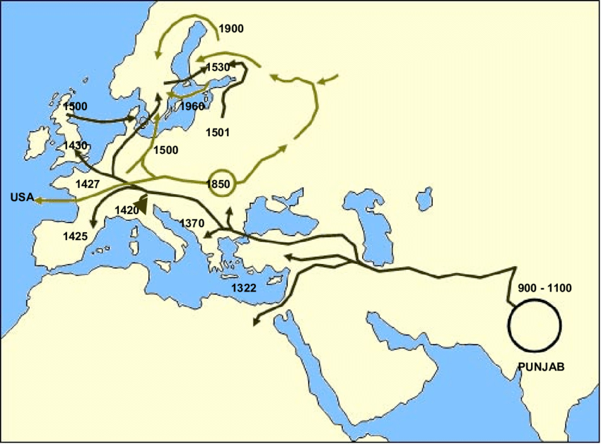 Карта расселения цыган