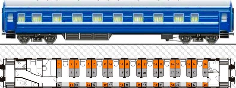 Места в поезде купе схема