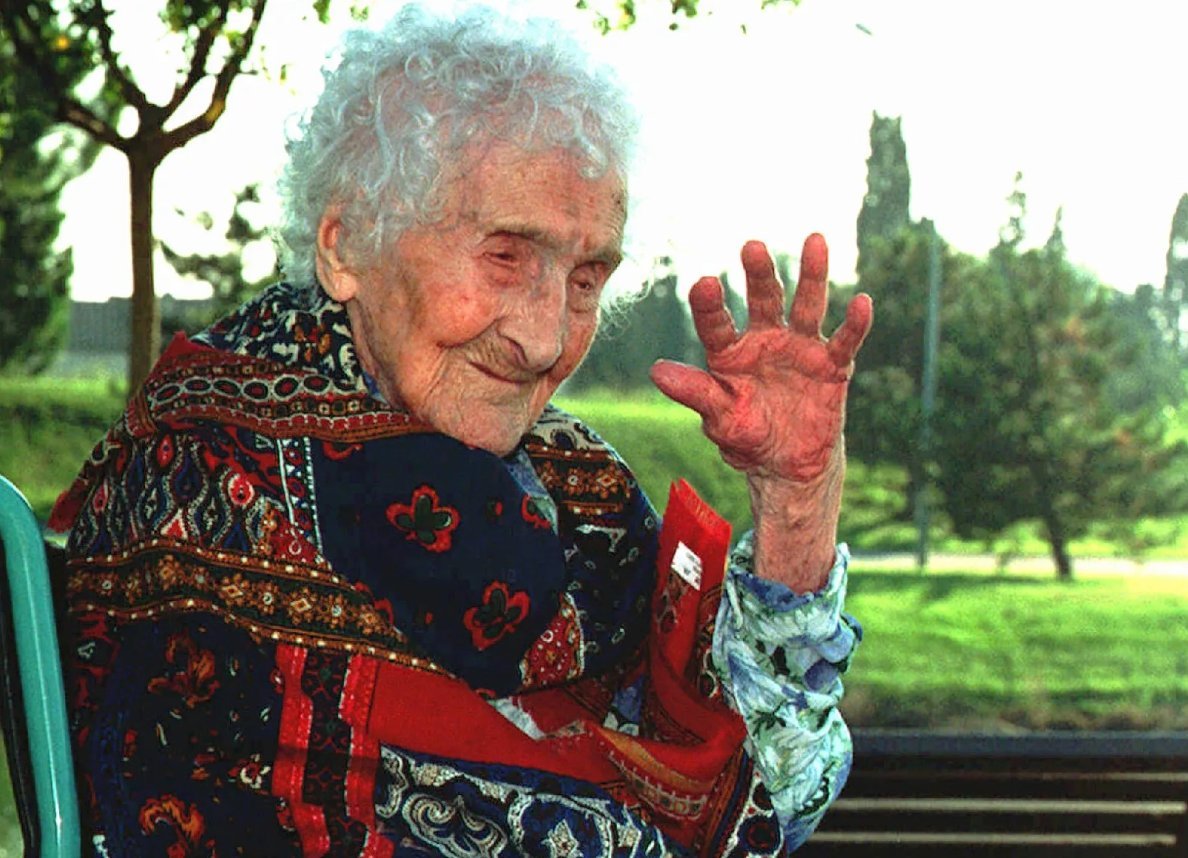 Возраст 100. Жанна Кальман. Жанна Кальман (Jeanne Calment). Жанна Кальман долгожитель. Жанна Кальман (1875 - 1997).