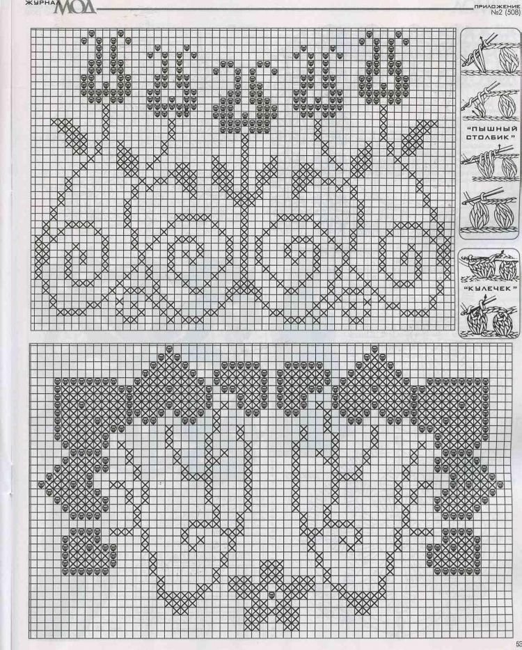 Рисунки для филейного вязания крючком со схемами и описанием