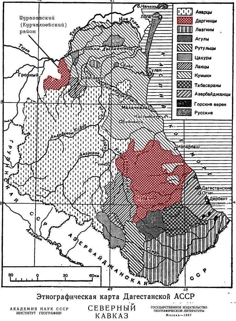 Карта дагестана этнографическая