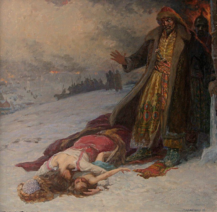 Великий убитый. Евпраксия Княжна Рязанская. Федор Юрьевич и Евпраксия Рязанская. Княгиня Евпраксия Рязанская картина. Матвеев Евпраксия Рязанская.