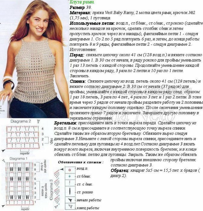 Схема вязания топика крючком