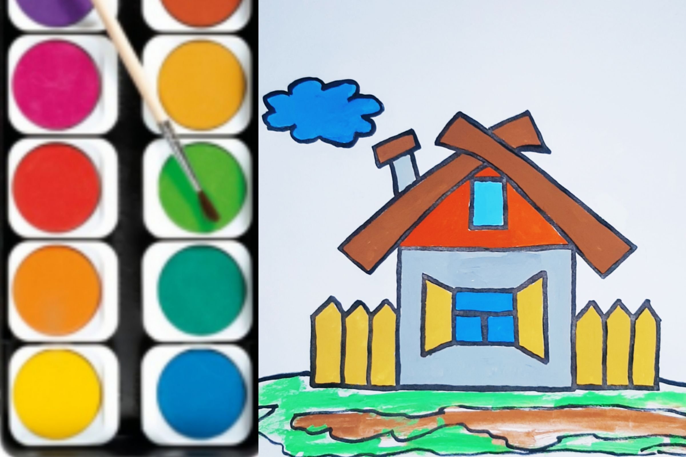 Домик - Рисуем Домик детям | Учимся рисовать простые рисунки для детей ...