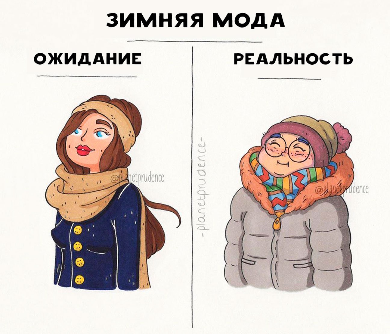 Зимняя мода ожидание реальность