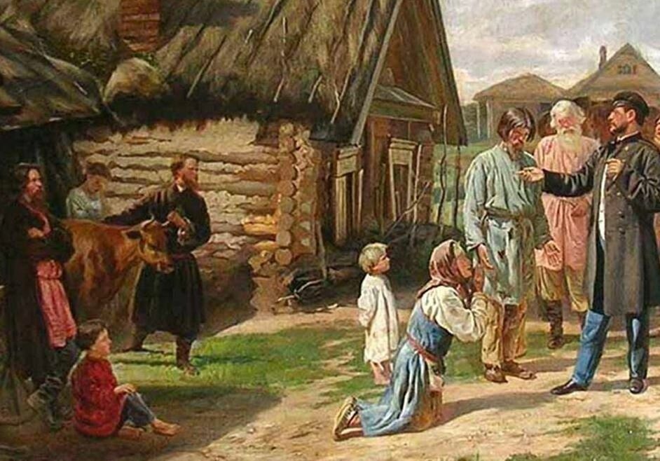 Крестьяне после уплаты оброка картина
