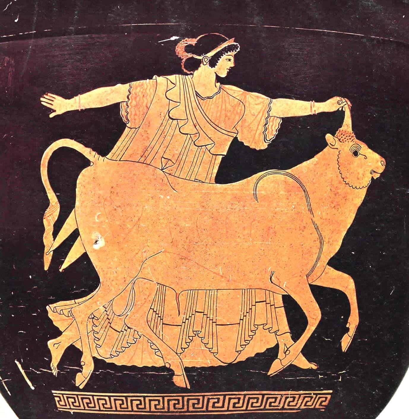 Фрески древней Греции с быком