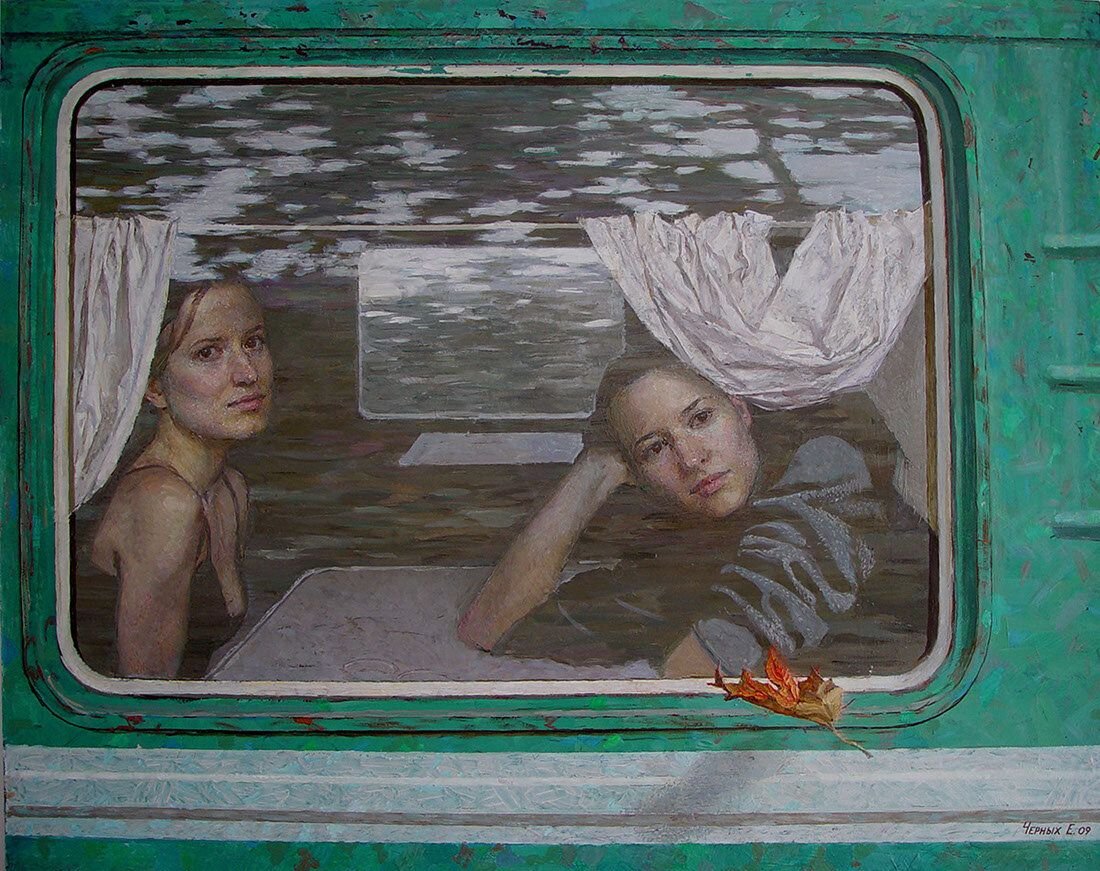 Вагон вошла она улыбнулась из окна. Окно поезда. Картина девушка в поезде. В вагоне поезда живопись. Люди в поезде картина.
