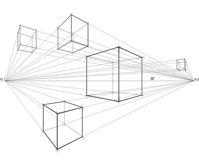 Линейная перспектива чертеж