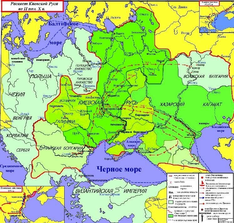 Русь в 10 в карта
