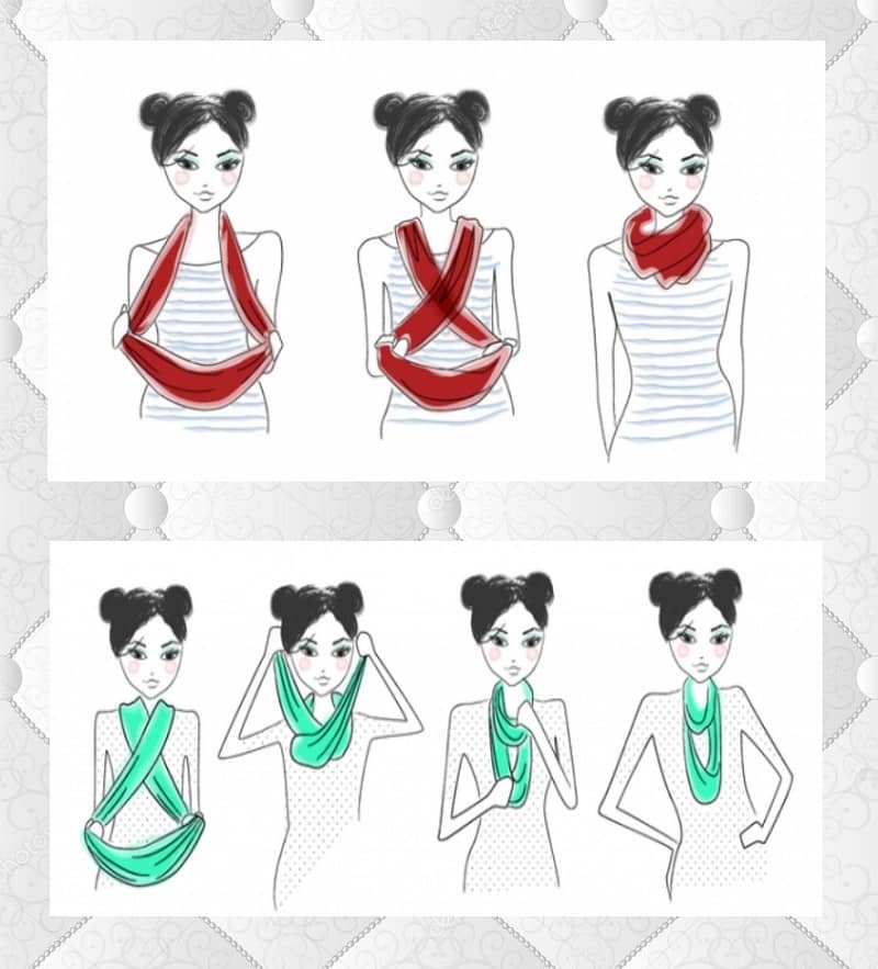Как одевать снуд на шею способы
