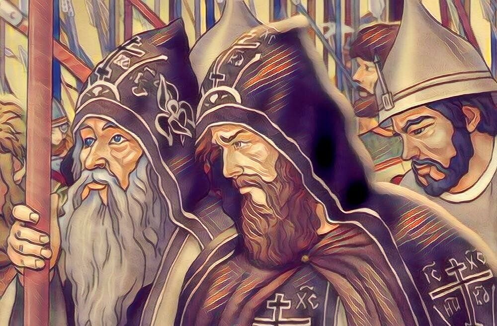 Посвящение в монахи на руси 5. Пересвет и Ослябя. Сергий Радонежский Пересвет и Ослябя. Александр Пересвет и Ослябя. Богатырь Андрей Ослябя.