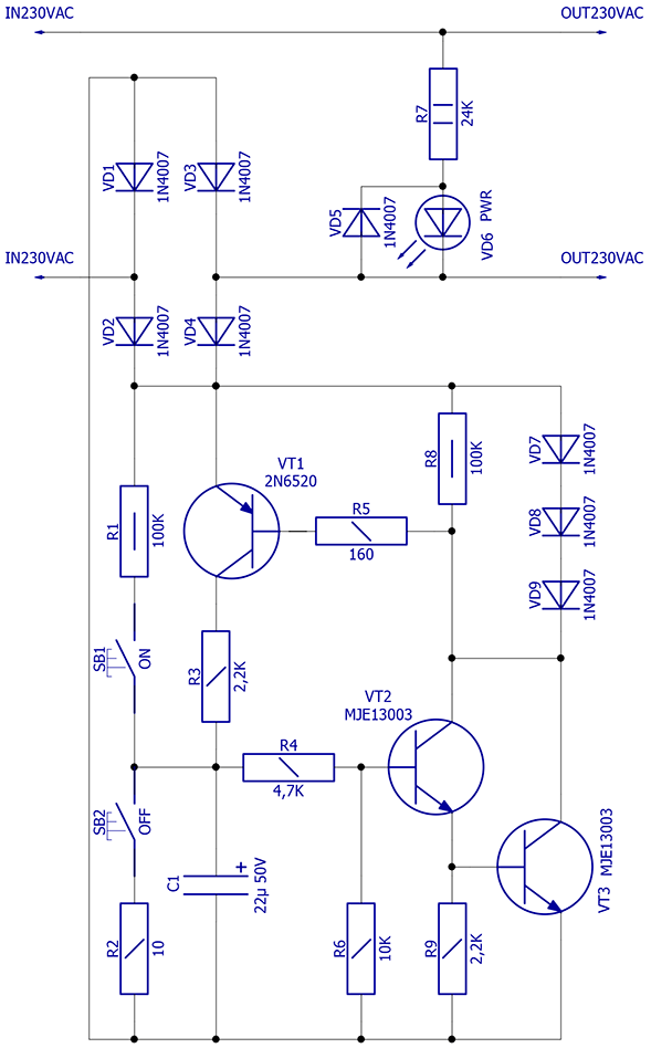 Электронный выключатель схема на транзисторах