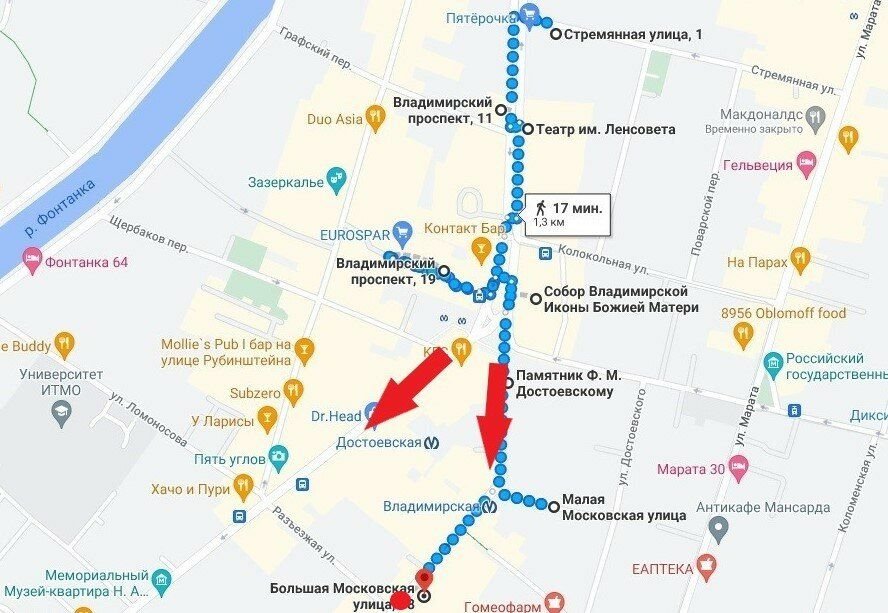Карта владимирский проспект санкт петербург