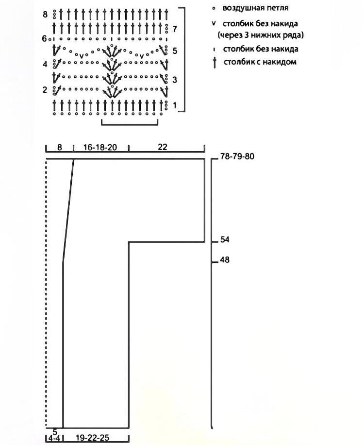 Схема вязания длинного кардигана крючком